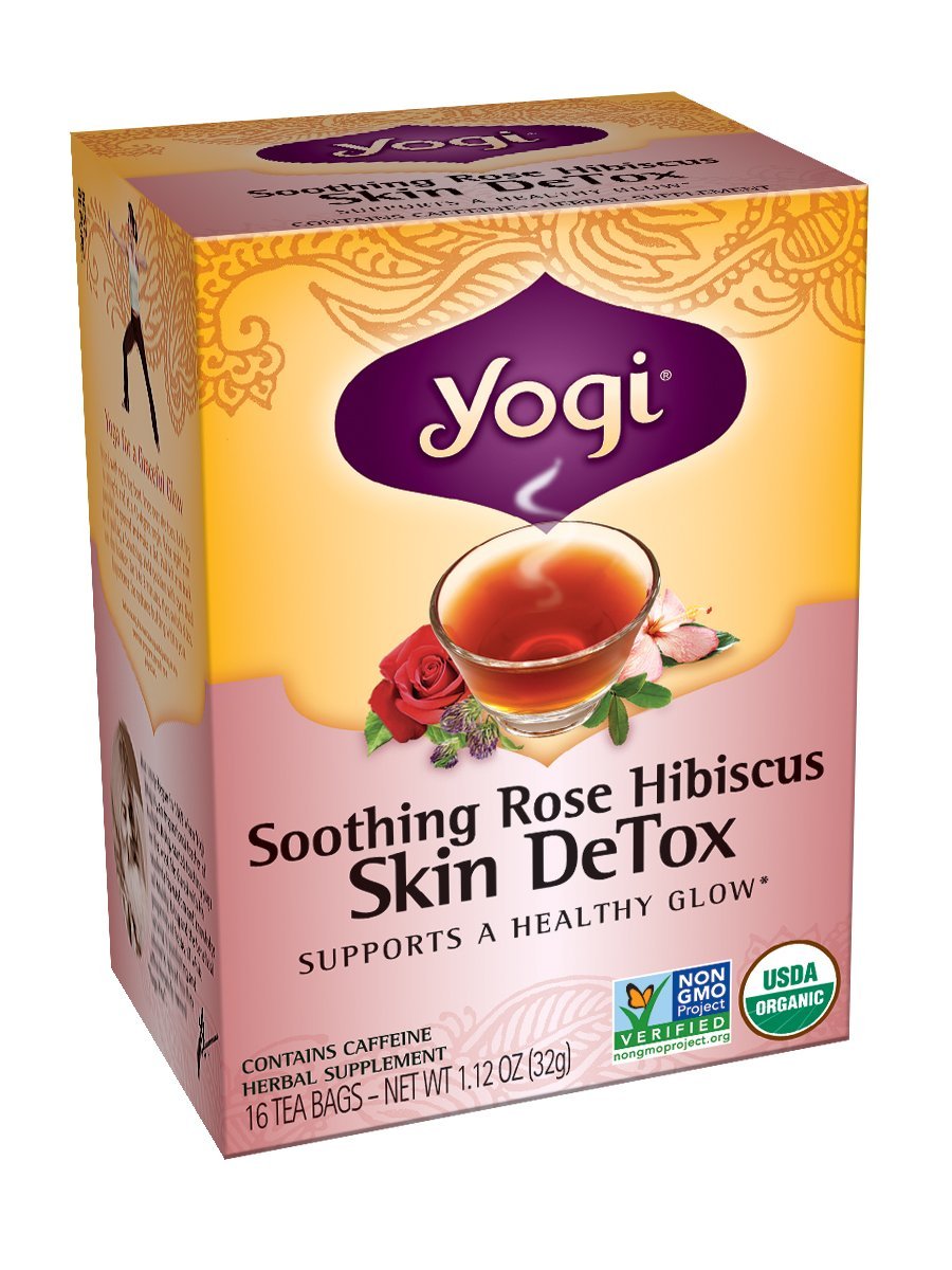 Yogi Skin DeTox Tea, Soothing Rose Hibiscus, 16 Tea Bags (Pack Of 6 ...