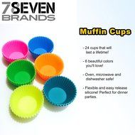 78Seven Bakeware Silicone Kitchen BUNDLE Set. 12 Slot Pink Muffin Pan-12 Cupcake Holders- 2 Character Molds, Hearts... N4