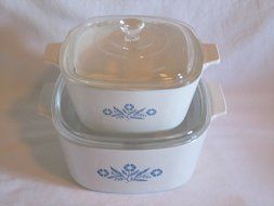 4 PIECE SET - Vintage Corning Ware Cornflower Blue Covered Casserole Baking Dishes