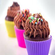 VIVOHOME 24 Pack Reusable and Non-stick Silicone Mini Cupcake Baking Muffin Cups Liners/ Candy Chocolate Holders... N3