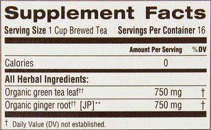 Traditional Medicinals Organic Green Tea Ginger Tea, 16 Tea Bags (Pack of 6) N8