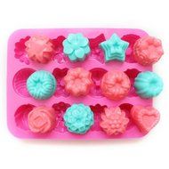 MassMall&reg; 12 Cavity Flowers Silicone Non Stick Chocolate Molds /Cake Bread Mold / Flower Mold/Jelly Mold/Candy...