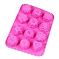 MassMall&reg; 12 Cavity Flowers Silicone Non Stick Chocolate Molds /Cake Bread Mold / Flower Mold/Jelly Mold/Candy... N4