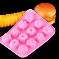 MassMall&reg; 12 Cavity Flowers Silicone Non Stick Chocolate Molds /Cake Bread Mold / Flower Mold/Jelly Mold/Candy... N6