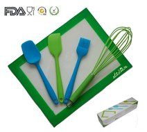 Silicone Baking Utensil Set (5 Pieces) Packaged in Gift Box (Blue &amp; Green) Christmas Gifts for Women
