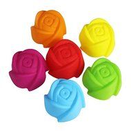 Silicone 7cm Muffin Cup 12pcs/lot Multiple Colors Rose Shape Silicone Cake Mold Pudding Cup Jelly Mold Bakeware...