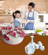 YIJIA New Spring Print Mould Food Grade Plastic Manufacturing 4PCS/SET Flower Shape Cake Tools Printing Mould N2