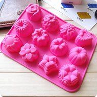 2015 new hot 12 Holes of silicone cake mold pudding jelly mold handmade soap mold flowers Russia, Brazil