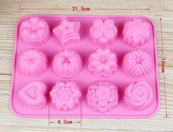 2015 new hot 12 Holes of silicone cake mold pudding jelly mold handmade soap mold flowers Russia, Brazil N3