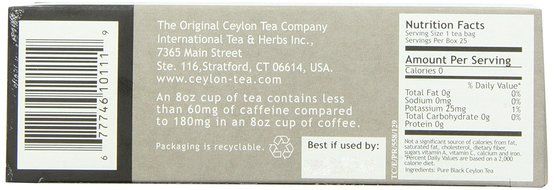 The Original Ceylon Tea Company, English Breakfast Tea, 25-Count Tea Bags (Pack of 6) N3