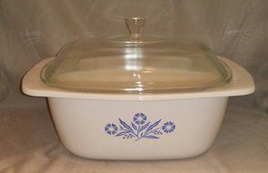 Vintage Large Corning Ware Cornflower Blue Glass 4 Quart Dutch Oven w/ Lid - P-34-B