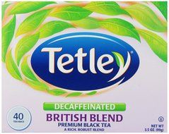Tetley British Blend Naturally Decaffeinated Premium Black Tea, 40-Count Tea Bags (Pack of 6)
