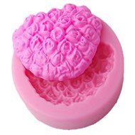 FOUR-C Silicone Mold Heart Roses Mold Top Decorating for Cup Cake Color Pink