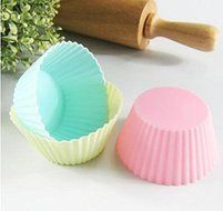 Lariy 5 Pcs Multi-color Silicone Cake muffin Cupcake Mold Round Shape Baking Mould