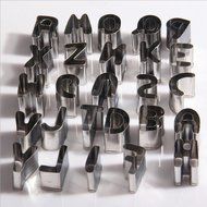 26 Pcs Stainless Steel 1&quot;- Mini Alphabet Fondant, Cookie, Fruit Cutters in Compact Box