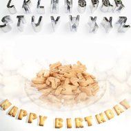 26 Pcs Stainless Steel 1&quot;- Mini Alphabet Fondant, Cookie, Fruit Cutters in Compact Box N3