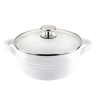 Portmeirion - Sophie Conran White, Non Stick, Pots &amp; Pans (Shallow Casserole with Glass Lid 12&quot;) N2