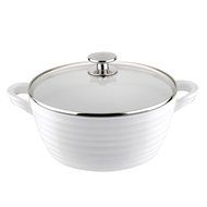 Portmeirion - Sophie Conran White, Non Stick, Pots &amp; Pans (Shallow Casserole with Glass Lid 12&quot;) N3