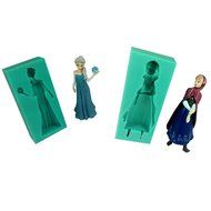 TANGCHU Soft Silicone Cake Mold 2pcs/set Frozen Anna And Elsa Shape Green