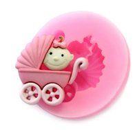 Wholeport Baby with the Babystroller Silicone Embossing Mold Fondant Lace Mould Fondant Cake Decoration Mould...