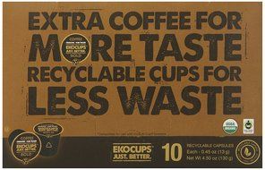 EKOCUPS Artisan Organic Bold Coffee, Dark roast, in Recyclable Single Serve Cups for Keurig K-cup Brewers, 40... N4