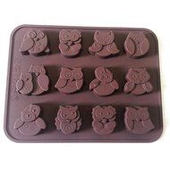 Syeer Silicone 12-Owl Cake Decorating Candy Cookies Chocolate Soap Baking Molds Brown Pack of 2