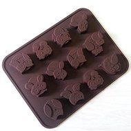 Syeer Silicone 12-Owl Cake Decorating Candy Cookies Chocolate Soap Baking Molds Brown Pack of 2 N2