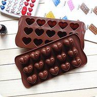 3 Pack Sinduc Chocolate Molds Silicone Heart Shape Baking Mould for Cake Ice Jelly Food N3