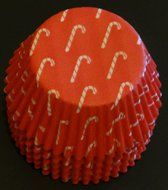 50 Christmas Red with White Candy Canes Liners Baking Cups Cupcake STANDARD SIZE