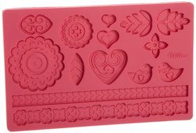 eFuture(TM) Folk Style Fondant and Gum Paste Silicone Baking Cake Mold +eFuture&#039;s nice Keyring
