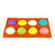 MIREN 8-Cavity Striped Egg Shape Non Stick Silicone Mold For Making Cake, Cookie, Chocolate, Pastry, Candies,...