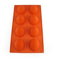 MIREN 8-Cavity Striped Egg Shape Non Stick Silicone Mold For Making Cake, Cookie, Chocolate, Pastry, Candies,... N3