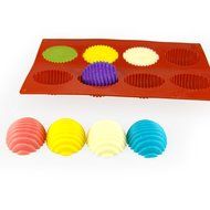 MIREN 8-Cavity Striped Egg Shape Non Stick Silicone Mold For Making Cake, Cookie, Chocolate, Pastry, Candies,... N6