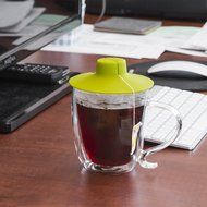 Primula Double Wall Glass Mug and Tea Bag Buddy &ndash; Temperature Safe 16 oz. Clear Glass Mug &ndash; 100% Food Grade Green... N2