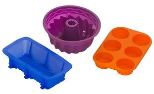 Silicone Bakeware 3-Piece Set &ndash; Fluted Bundt-style Tube Cake Mold &ndash; Loaf Pan &ndash; Muffin / Cupcake Mold &ndash; Nonstick...