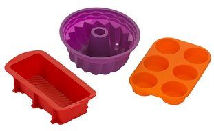 Silicone Bakeware 3-Piece Set &ndash; Fluted Bundt-style Tube Cake Mold &ndash; Loaf Pan &ndash; Muffin / Cupcake Mold &ndash; Nonstick... N7