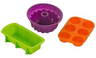 Silicone Bakeware 3-Piece Set &ndash; Fluted Bundt-style Tube Cake Mold &ndash; Loaf Pan &ndash; Muffin / Cupcake Mold &ndash; Nonstick... N10