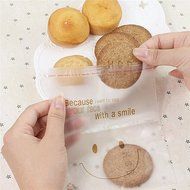 Kuou Smile Face Frosted Translucent Thick Self Adhesive Cookie Bakery Candy Biscuit OPP Plastic Bags for Bakery... N3