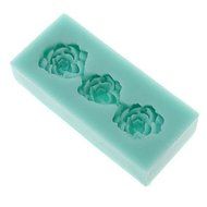 QINF DIY Baking 3D Three Flowers Shaped Silicone Square Cake Soap Mold