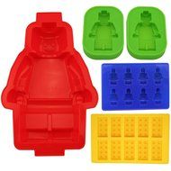 Sago Brothers Large Figure Robot Silicone Mold, Robot Baking Molds for Lego Lovers - Red N6