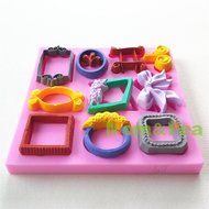 Mom&amp;pea 0651 New Frames Shaped Silicone Mould for Fondant Cake Sugar Paste Cake Decoration 3d Cake Toppers Mold... N3