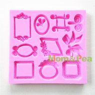 Mom&amp;pea 0651 New Frames Shaped Silicone Mould for Fondant Cake Sugar Paste Cake Decoration 3d Cake Toppers Mold... N4