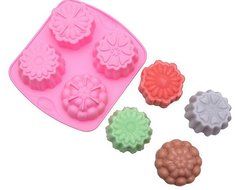 ALVA 4 even silicone cake mold flowers Pudding jelly mould soap mold 5pcs#CM68