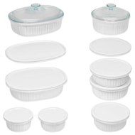 Durable Non-Porous French White 18 Piece Ceramic Made and Oven and Microwave Safe Bakeware Set with Lid