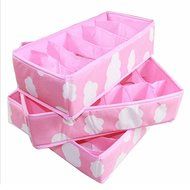 Free Shipping Clothing Organizer 3 In 1 Pink Grid Pattern Folding Storage Box Bag Bra Underwear Necktie Sock High...