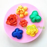 Mom&amp;pea 0591 Flowers Shaped Silicone Mould for Fondant Cake Sugar Paste Cake Decoration 3d Cake Toppers Mold 9.9...