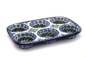 Polish Pottery Muffin Pan - Antique Rose