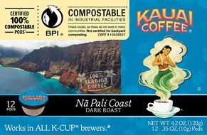 Kauai Coffee Na Pali Coast Dark Roast, 12 Single Serve Cups, 4.2 Ounce N3