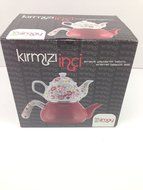 3 Pieces Tea Kettle Set-Family Size,Enamel,Stove Top,First One Kirmizi Inci N4