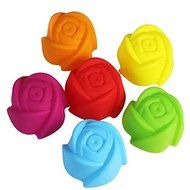 Silicone 7cm Muffin Cup 12pcs/lot Multiple Colors Rose Shape Silicone Cake Mold Pudding Cup Jelly Mold Bakeware
